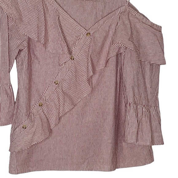 Skies are Blue red stripe off the shoulder blouse. Size S - Picture 3 of 5